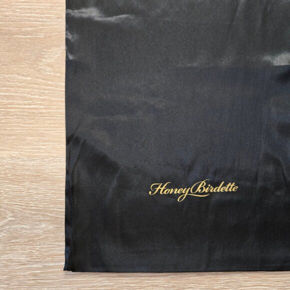 Honey Birdette Large Black Satin Drawstring Dust Bag Travel Storage Pouch NWOT - Picture 7 of 15